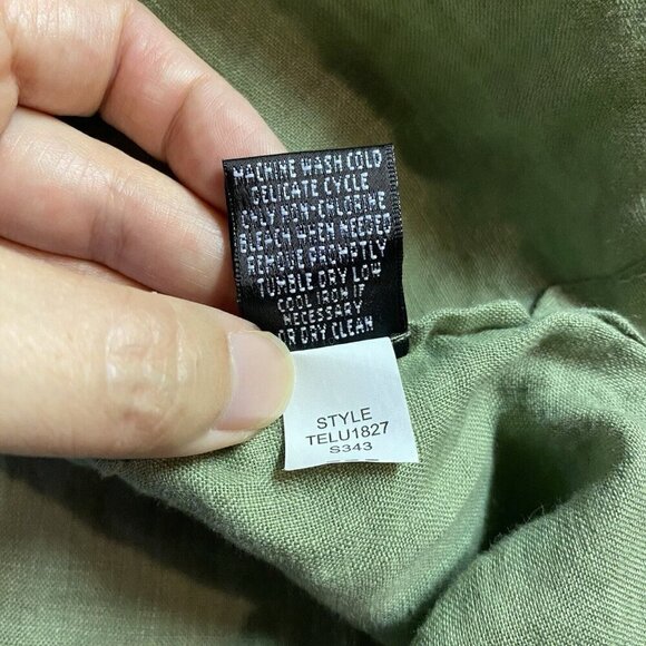 Linda Allard Ellen Tracy 100% Washable Linen Tunic 18 Green Button Down Shirt - Picture 7 of 10
